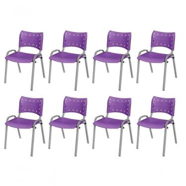 Imagem de Cadeira Iso Base Cinza , Escritório Violeta Kit 8 Un