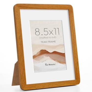 Imagem de Moldura de diploma e certificado de 21 x 28 cm em madeira maciça de teca, moldura de 21 x 28 cm com tapete para fotos de 15 x 20 cm, prêmios e conquistas, parede ou mesa com vidro temperado