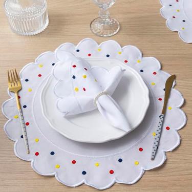 Imagem de Kit 12 Pçs 6 Lugares Mesa Posta Sousplat Jogo Americano Poá