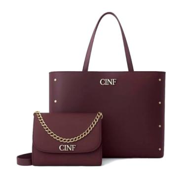 Imagem de Bolsas Feminina Sacola Grande E Tira Colo Transversal Kit 2 Peças (Bordô)