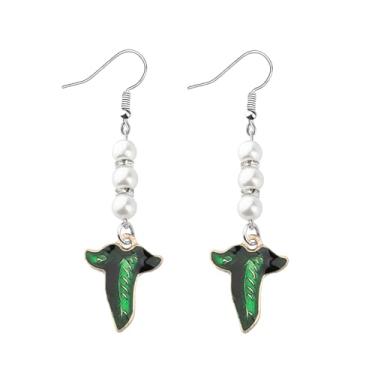 Imagem de BEKECH Brincos inspirados no filme, com pingente de folha de árvore verde élfico, bijuteria, cosplay, brinco pendurado para fãs, One_Size, Metal, Sem pedra preciosa