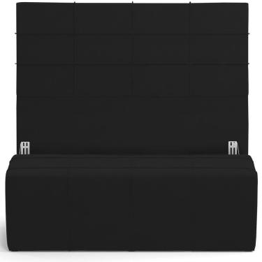 Imagem de Kit Cabeceira Cama Box Queen 160cm Com Calçadeira Roma W01 Suede Preto - Lyam