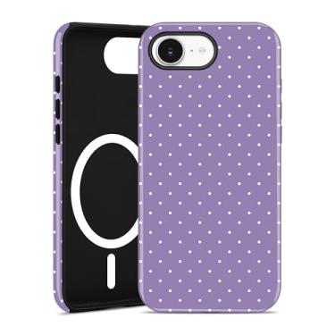 Imagem de Aitipy Capa de telefone magnética de bolinhas para iPhone 16e, compatível com MagSafe, lindas bolinhas roxas, estética, TPU macio e policarbonato rígido, à prova de choque, capa protetora para