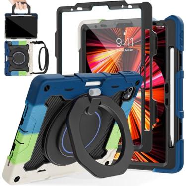 Imagem de ROISKIN Capa para iPad Air 11 polegadas M3/M2, iPad Pro 11 polegadas 4ª/3ª/2ª/1ª geração, iPad Air 5ª/4ª 10,7 polegadas, resistente à prova de choque com alça de ombro 360 suporte para caneta