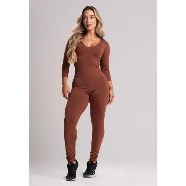 Imagem de Macacão Longo Feminino 3/4 Costa Fechada Fitness Suplex Academia Mvb Modas-Feminino