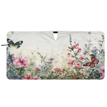 Imagem de Blueangle Sombra solar para para-brisa de ervas e flores coloridas - 157,5 cm x 81,3 cm dobrável para janela dianteira do carro bloqueia raios UV viseira de sol (30)