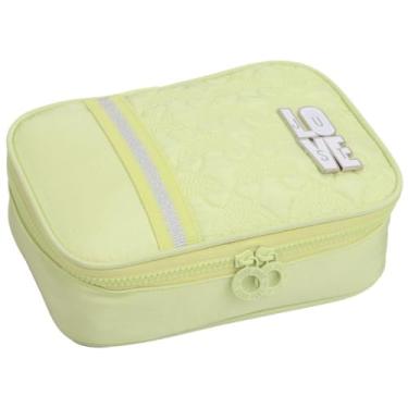 Imagem de Estojo Escolar Box 100 Canetas, Espaçoso, Zíper Reforçado, Divisórias e Elásticos Internos, Material Resistente, Juvenil, Meninas (Amarelo)