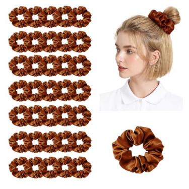 Imagem de Pacote com 36 elásticos femininos de seda elásticos elásticos elásticos para cabelo com laço e suporte de rabo de cavalo