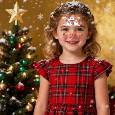 Imagem de Decorações de Natal e conjuntos de presentes de maquiagem, incluindo tatuagens faciais com tema natalino e tatuagens temporárias, são lembrancinhas de festa perfeitas para pessoas (estilo C)