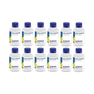 Imagem de Kit 12 Solventes Acrilex 100ml para Verniz Vitral | Diluição de Tintas e Vernizes, Laca Chinesa, Goma Laca | Limpeza Profissional de Pincéis para Artesanato e Pintura
