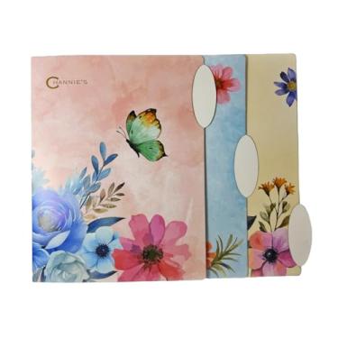 Imagem de Channie's Pastas de arquivo premium – Pacote com 6 unidades de design floral pastel com borboletas e libélulas – Pastas decorativas de escritório de 22 x 26 cm para casa, escola e organização do