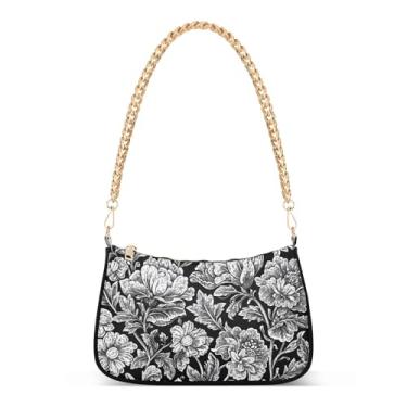 Imagem de CEBUGI Bolsas transversais femininas bolsa de ombro com flores bolsa clutch elegante com alça de corrente