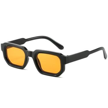 Imagem de JRLLFD Óculos de sol de armação pequena de luxo para mulheres e homens, para dirigir ao ar livre, verão, UV400 (preto e laranja)