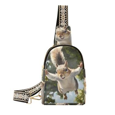 Imagem de CEBUGI Bolsa tiracolo feminina pequena de couro esquilo pochete para caminhadas, viagens ao ar livre