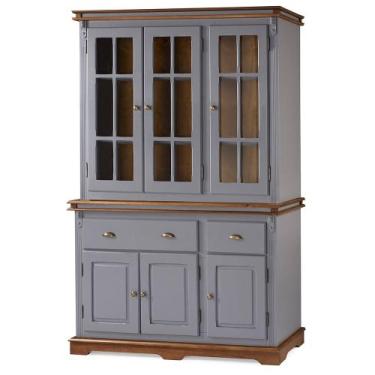 Imagem de Armário de Cozinha com Cristaleira de Vidro e Madeira Manchester com 6