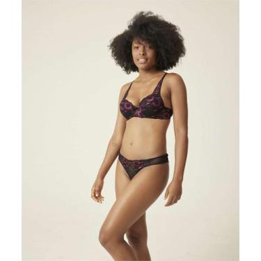 Imagem de Sutiã Renda Recorte Tule Com Base E Com Bojo Marisa-75515, 46, Preto