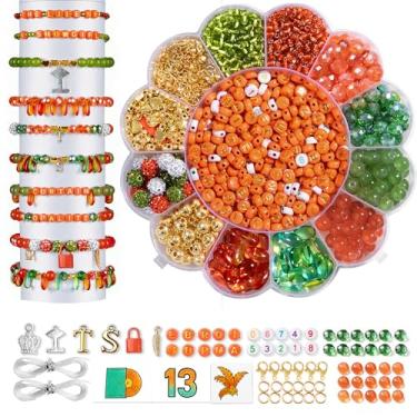 Imagem de Goldwise Kit de fabricação de pulseiras da amizade para fãs, contas laranja para fazer joias, contas de letras (A-Z), variedades de pingentes, artesanato DIY para presentes de aniversário