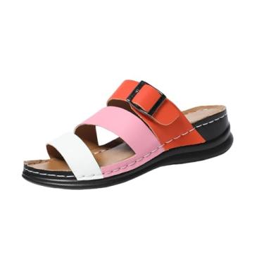 Imagem de Tênis feminino Roman Leisure Bow Step com salto cunha para uso casual, adequado para uso diário ao ar livre e interno com material PU de 4,5 cm de altura do salto, rosa, 38