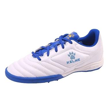 Imagem de KELME Chuteiras de futebol infantil TF Chuteiras de futebol profissional para meninos e meninas Futsal Respirável Botas de Futebol Atlético para Uso Externo e Interior, Branco, 16