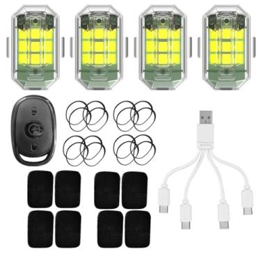 Imagem de Luz de Estrobo LED com Controle Remoto sem Fio para Moto Carro Bike Lâmpada Aviso Anti-colisão Indicador Flash Bateria Integrada Carregamento Micro USB Modo Rápido e Devagar