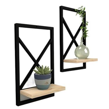 Imagem de Prateleira de Parede Estilo Industrial 23x37cm Versátil para Sala, Quarto, Cozinha, Banheiro Ideal para Moradores de Apartamento e Amantes de Decoração(2,PRETO)