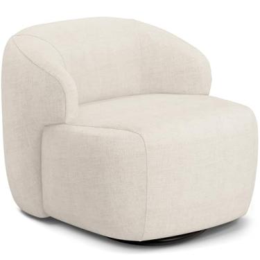 Imagem de Poltrona Decorativa Orgânica Giratória Para Sala Living Barolo L06 Linho Mescla - Lyam Decor