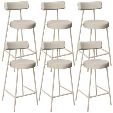 Imagem de Kit 06 Banquetas Baixa Cozinha Sala Jantar Bancada Milão Arena L02 Linho Palha - Lyam Decor