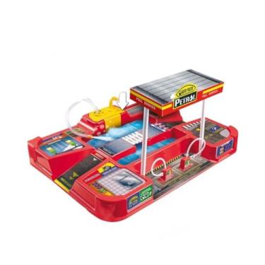 Imagem de Lava Rápido Auto Posto com Moto, Brinquedo Infantil, Multicolorido, Plástico, 38x52x6cm, com Bomba de Água Funcional, 2 Motocicletas Desmontáveis, a partir de 3 Anos