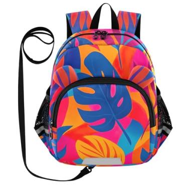 Imagem de ODAWA Toddler Backpacks with Leash, Colorful Palm Trees Toddler Boys Backpack 3-6 Years