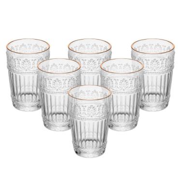 Imagem de Conjunto 6 Copos de Cristal com Fio de Ouro 350ml Mauve Wolff