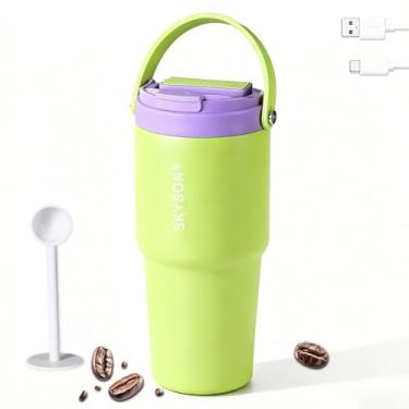 Imagem de Copo de café isolado de aço inoxidável, copo de café gelado reutilizável de 590 ml, mini máquina de café com filtro de extração rápida, caneca de viagem de café quente, copos isolados aquecidos com