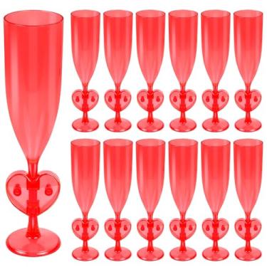 Imagem de clothmile 12 peças de taças de champanhe de plástico para o dia dos namorados coração 170 g copos de coquetel de acrílico a granel para brindes de casamento dos namorados suprimentos de festa de