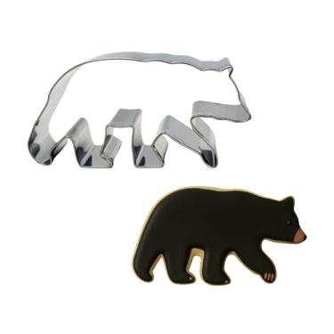 Imagem de Cortador de biscoito Black Bear – 10 cm – Animal da floresta para cabana rústica, acampamento, chá de bebê ou assar aniversário – Estanho, inoxidável ou resina poli (placa de aço lata)