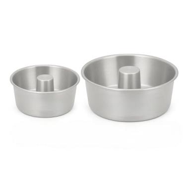 Imagem de Formas Bolo Pudim Alumínio Polido— Assa Rápido, Super Resistente Bolo/Vulcão/Canudo (forma 22+24)