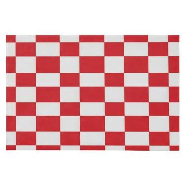 Imagem de Wassud Tapete de porta xadrez vermelho guingão 61 x 89 cm, tapete de área lavável antiderrapante com suporte de borracha, tapete macio e macio para sala de estar, quarto, entrada, entrada