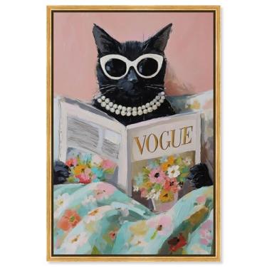 Imagem de Decoração de parede para animais de estimação Spring Magazine Feline II da Art Remedy, moldura dourada, 25 x 38 cm