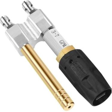 Imagem de Guiyint Bocal giratório M5, ponta ajustável de lavadora de pressão de longo alcance com conexão rápida de 0,6 cm para 3-7 GPM, ângulo de pulverização de até 60° para telhado, calha, janela e lavagem