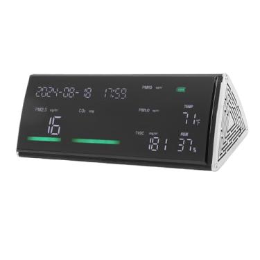 Imagem de Luocute Monitor de Qualidade do Ar Interno, Detector Portátil de CO2 para PM2.5 PM1.0 PM10 TVOC Temperatura Umidade, Com Sensor Infravermelho NDIR e Alertas Em Tempo Real, para Carro de (Preto)