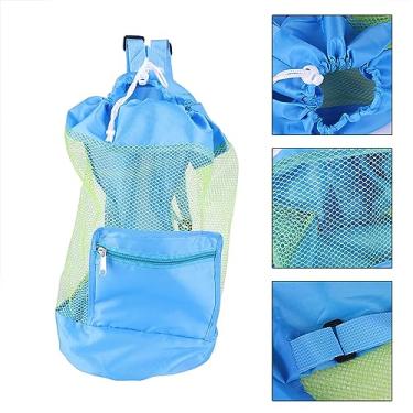 Imagem de GLOGLOW Mochila Portátil para Crianças, Mochila Com Cordão de Malha, Nylon, Bolsa Leve para Armazenamento de Brinquedos de Praia, Preto, 17,3 X 11,4 Polegadas, Suprimentos de Armazenamento Nan (Azul)