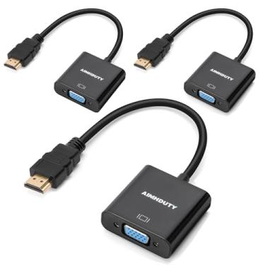Imagem de Adaptador HDMI para VGA, pacote com 3 conversor HDMI macho para VGA fêmea para Xbox, computador, desktop, laptop, PC, monitor, projetor, HDTV, Chromebook, Raspberry Pi, Roku e mais