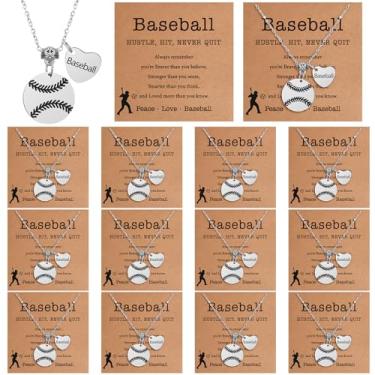 Imagem de Landical 12 conjuntos de colares, presentes de equipe para amantes do esporte, joias inspiradoras, pingente esportivo com cartão e sacos OPP, corrente de equipe, presentes para lembrancinhas de festa