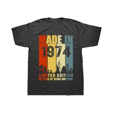 Imagem de Camiseta Vintage De 50 Anos Para Mulheres 1974 Com Frases Gráficas Pre