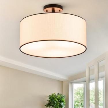 Imagem de Luz de teto VONLUCE Semi Flush 46 cm White Shade Black