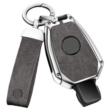 Imagem de Capa de couro de liga de zinco com 2/3 botões para chave remota de carro compatível com Benz ABGR Classe GLA GLK W176 W204 W251 W463 Acessórios.(C-silver grey)
