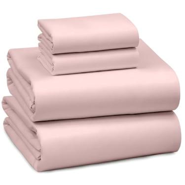 Imagem de RUVANTI Jogo de cama king size 100% algodão - 300 fios de cetim sedoso macio, refrescante, leve e respirável, bolso profundo de 41 cm, durável e luxuoso, 4 peças, rosa empoeirado