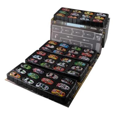 Imagem de Dynwave Conjunto de 48 Carrinhos de Brinquedo de Metal com Mecanismo de Fricção, Caixa Organizadora para Carrinhos de Brinquedo, Ideal para Crianças, Meninos, Vermelho