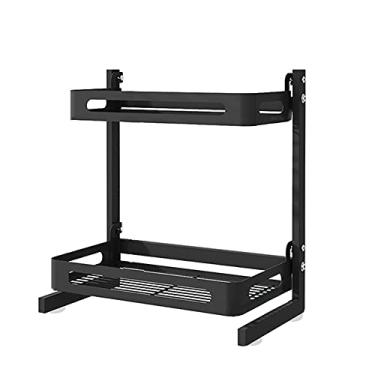 Imagem de Organizador de Estante Temperos Contador 2 Andares Prateleira Independente com 3 Ganchos para Potes Garrafas Porta Talheres Utensílios Solução Armazen