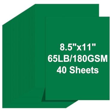 Imagem de Cartolina 21 x 28 cm, 40 folhas, cartão verde de Natal, 34 kg/200 gsm, papel de impressora verde escuro para arte, desenho, convites, cartões DIY, artesanato, construção, material escolar e de