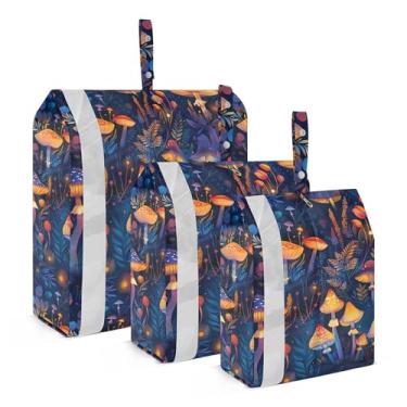 Imagem de xigua Cubos coloridos de embalagem de cogumelos para viagem, organizadores de bagagem leves, conjunto de viagem, à prova d'água, cubos de compressão para acessórios de viagem, 3 pacotes