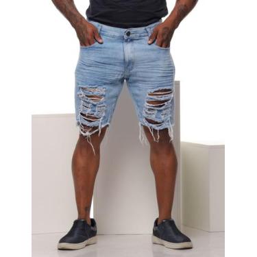 Imagem de Bermuda Masculina Jeans Slim Destroyed - Volgue Clothing Modas, Jeans 